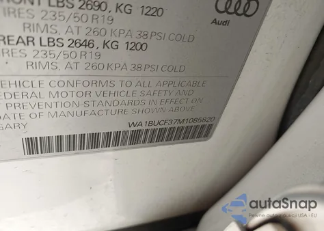 2021 Audi Q3 Premium Plus 40 Tfsi Quattro Tiptronic z USA, uszkodzony, nr VIN WA1BUCF37M1085820